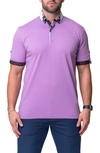 Maceoo Mozart Solid Peace Purple Piqué Button-down Polo In Purple