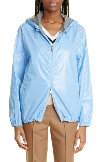 Moncler Wuisse Shiny Parka Jacket In Light Blue