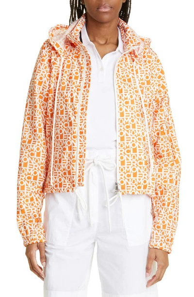 Moncler Alose Logo Print Taffeta Jacket In Arancione