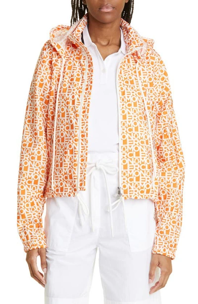 Moncler Alose Logo Print Taffeta Jacket In Orange