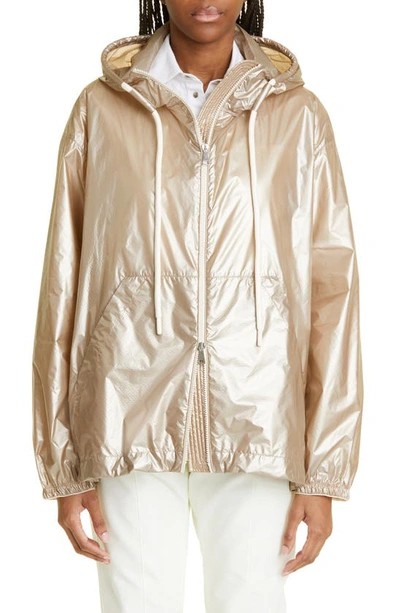 Moncler Tazenat Zip-up Hooded Jacket In Gold