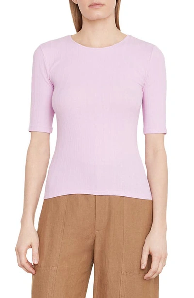 Vince Elbow-sleeve Cotton Crewneck T-shirt In Pink