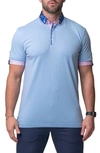 Maceoo Mozart Solide Waveslight Jersey Button-down Polo In Blue