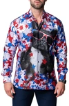 Maceoo Fibonacci Independentdog Cotton Button-up Shirt In Blue