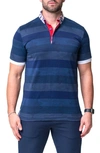 Maceoo Mozartpolk Blue Stripe Cotton Polo In Blue