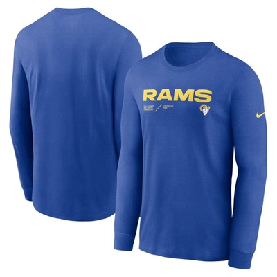 NIKE NIKE ROYAL LOS ANGELES RAMS SIDELINE INFOGRAPH LOCK UP PERFORMANCE LONG SLEEVE T-SHIRT