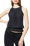 Ramy Brook Lauren Smock Waist Sleeveless Top In Black