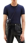 Courrèges Contrasting-trim Logo T-shirt In Blue