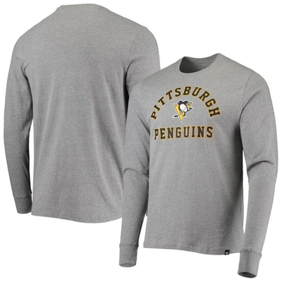 47 ' Heathered Grey Pittsburgh Penguins Varsity Arch Super Rival Long Sleeve T-shirt In Heather Grey