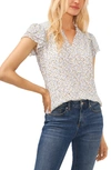 Cece Flutter Sleeve Floral Print Top In New Ivory