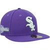 New Era Purple Chicago White Sox Lime Side Patch 59fifty Fitted Hat In Purple