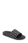Mcm Rubber Slides With Flat Sole And Open Toe In Black