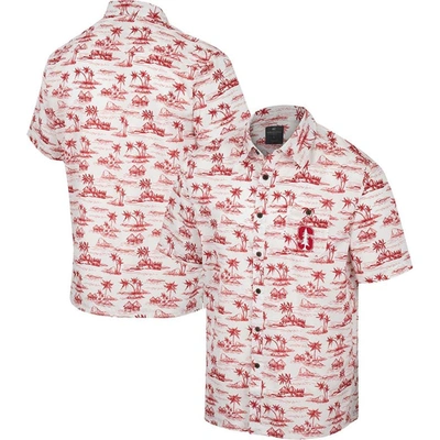 Colosseum White Stanford Cardinal Spontaneous Is Romantic Camp Button-up Shirt
