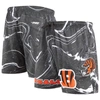 PRO STANDARD PRO STANDARD BLACK CINCINNATI BENGALS ALLOVER MARBLE PRINT SHORTS