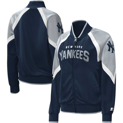 Starter Navy New York Yankees Touchdown Raglan Full-zip Track Jacket
