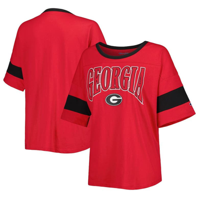 Champion Red Georgia Bulldogs Jumbo Arch Striped Half-sleeve T-shirt