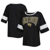 CHAMPION CHAMPION BLACK WAKE FOREST DEMON DEACONS JUMBO ARCH STRIPED HALF-SLEEVE T-SHIRT