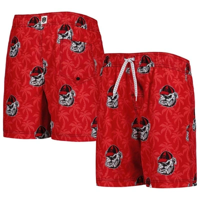 WES & WILLY YOUTH WES & WILLY  RED GEORGIA BULLDOGS PALM TREE SWIM SHORTS