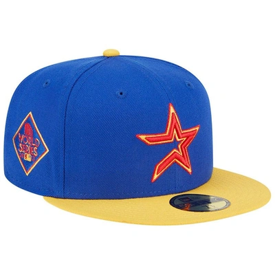 New Era Men's  Royal, Yellow Houston Astros Empire 59fifty Fitted Hat In Royal,yellow