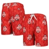 WES & WILLY YOUTH WES & WILLY  SCARLET OHIO STATE BUCKEYES PALM TREE SWIM SHORTS