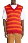 Marni Brushed-mohair Striped Vest In Red