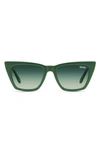 Quay Call The Shots 48mm Gradient Cat Eye Sunglasses In Monstera/ Green