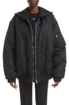Givenchy Oversized Hooded Jersey And Shell Bomber Jacket In Black