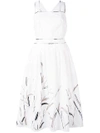 BLUMARINE leaf print flared dress,850212053965