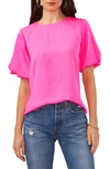 VINCE CAMUTO PUFF SLEEVE HAMMERED SATIN BLOUSE