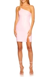 Susana Monaco Faux Leather One Shoulder Mini Dress In Opal In Opal