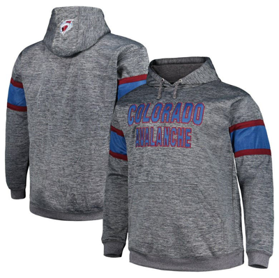 Profile Heather Charcoal Colorado Avalanche Big & Tall Stripe Pullover Hoodie