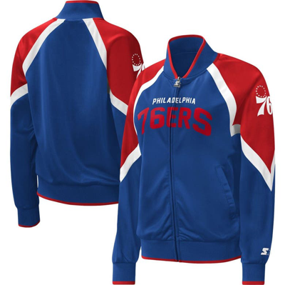 Starter Royal Philadelphia 76ers Slam Dunk Raglan Full-zip Track Jacket