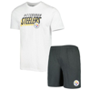 CONCEPTS SPORT CONCEPTS SPORT CHARCOAL/WHITE PITTSBURGH STEELERS DOWNFIELD T-SHIRT & SHORTS SLEEP SET