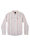 Rvca That'll Do Stripe Cotton Button-up Shirt In Natural