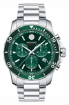 Movado Men's Series 800 Swiss Quartz Chronograph Performance Silver-tone Steel Watch 42mm In Green