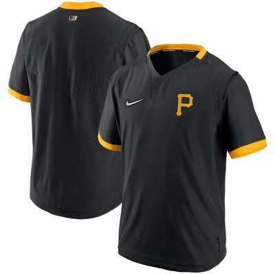 Nike Men's Black, Gold Pittsburgh Pirates Authentic Collection Short Sleeve Hot Pullover Jacket In Black,gold-tone