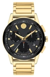 Movado Men's Museum Sport Swiss Quartz Chronograph Gold-tone Pvd Watch 43mm In Black