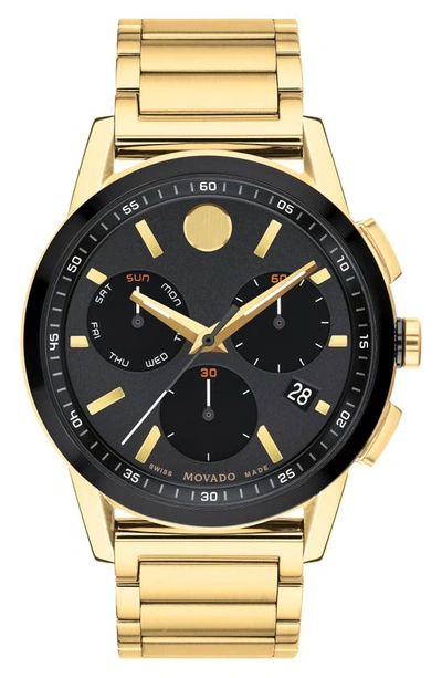 Movado Men's Museum Sport Swiss Quartz Chronograph Gold-tone Pvd Watch 43mm