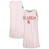 Concepts Sport Women's  White St. Louis Cardinals Reel Pinstripe Knit Sleeveless Nightshirt In White