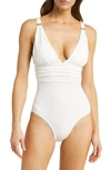 Melissa Odabash Panarea Swimsuit In White Chain