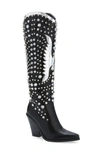 Azalea Wang Upbeat Rhinestone Cowboy Boot In Black
