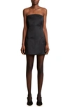 Khaite Janna Strapless Duchesse Cotton-blend Satin Mini Dress In Black
