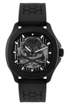 Philipp Plein Men's Automatic Skeleton Spectre Black Silicone Strap Watch 42mm In Ip Black