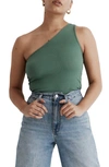 Madewell Brightside One-shoulder Tank In Trellis Green