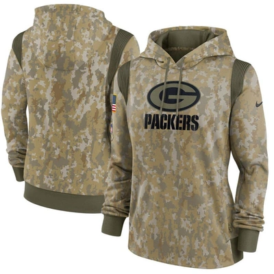 NIKE NIKE OLIVE GREEN BAY PACKERS 2021 SALUTE TO SERVICE THERMA PERFORMANCE PULLOVER HOODIE