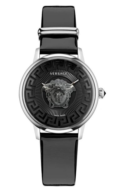 Versace Women's Medusa Alchemy Stainless Steel & Patent Leather Watch In Multi