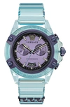 Versace Men's Icon Active Silicone Strap Chronograph Watch, 44mm In Blue