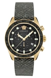 Versace Men's Greca Dome Chrono Goldtone Stainless Steel & Leather Watch In Black / Gold Tone