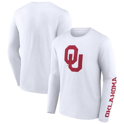 Fanatics Branded White Oklahoma Sooners Double Time 2-hit Long Sleeve T-shirt
