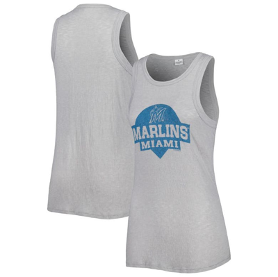 Soft As A Grape Gray Miami Marlins Tri-blend Tank Top